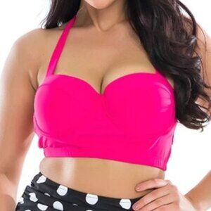Rain tropical Hot Pink Brazilian Padded Bikini‎ Top NEW Size XL